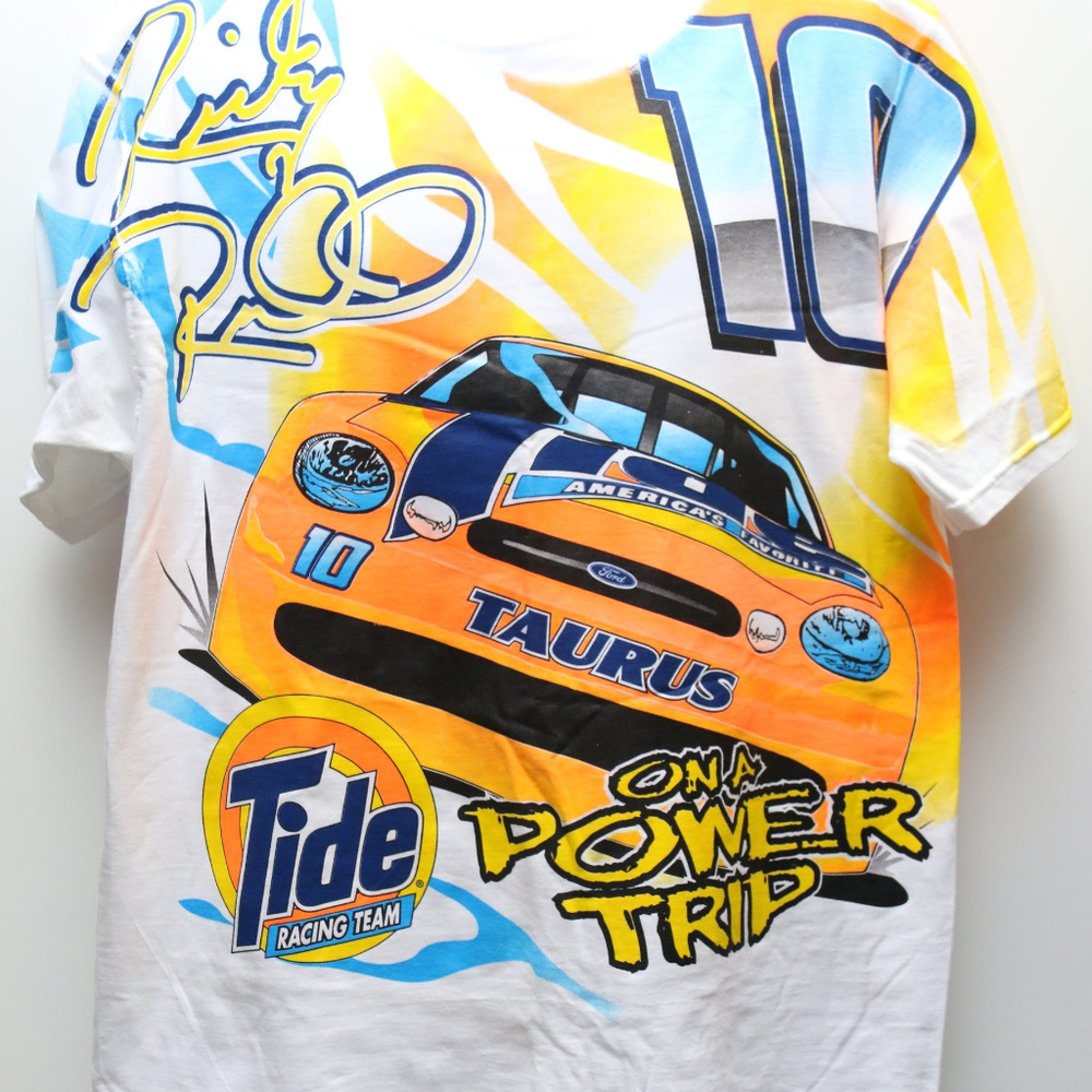 90's RICKY RUDD #10 Tide Racing All-Over-Print Tee - Picture 4 of 7